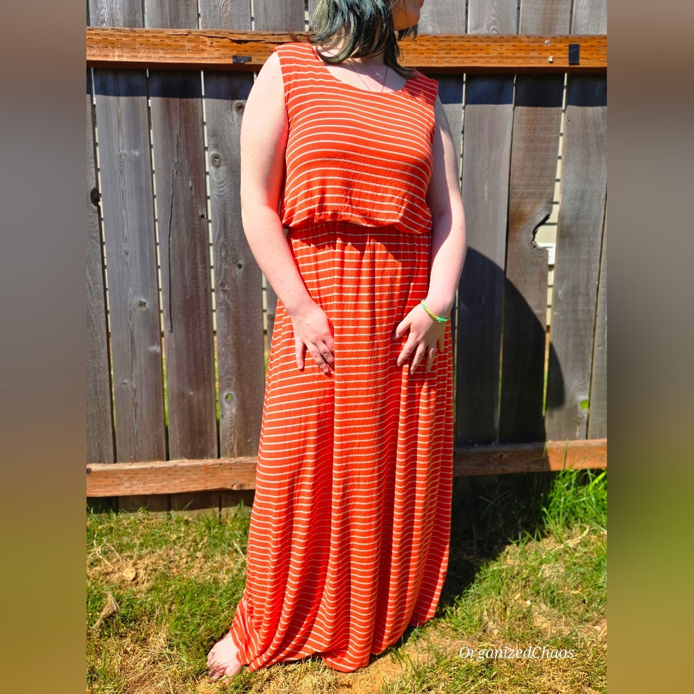 Apt. 9 Vibrant Orange Striped Maxi Dress